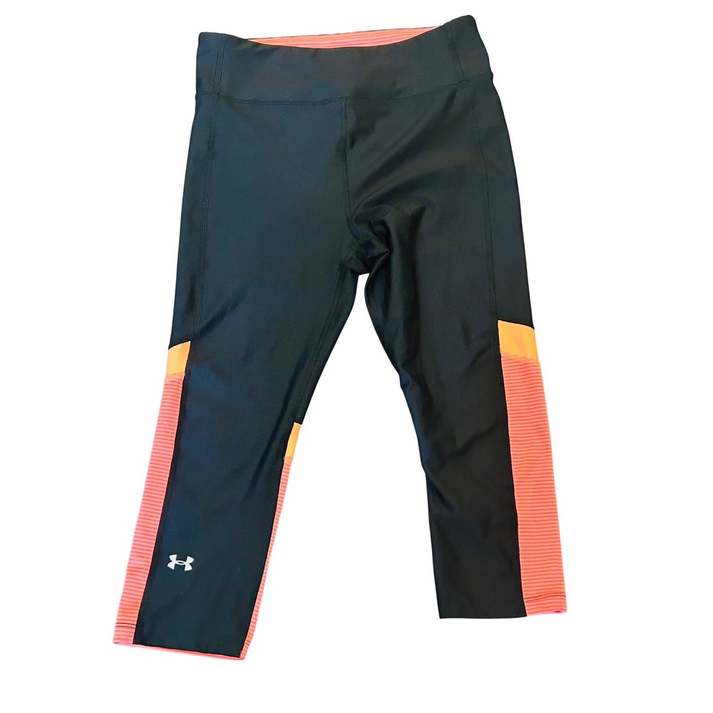 Under Armour HeatGear Alpha Novelty Compression Capris Black Orange Size Medium